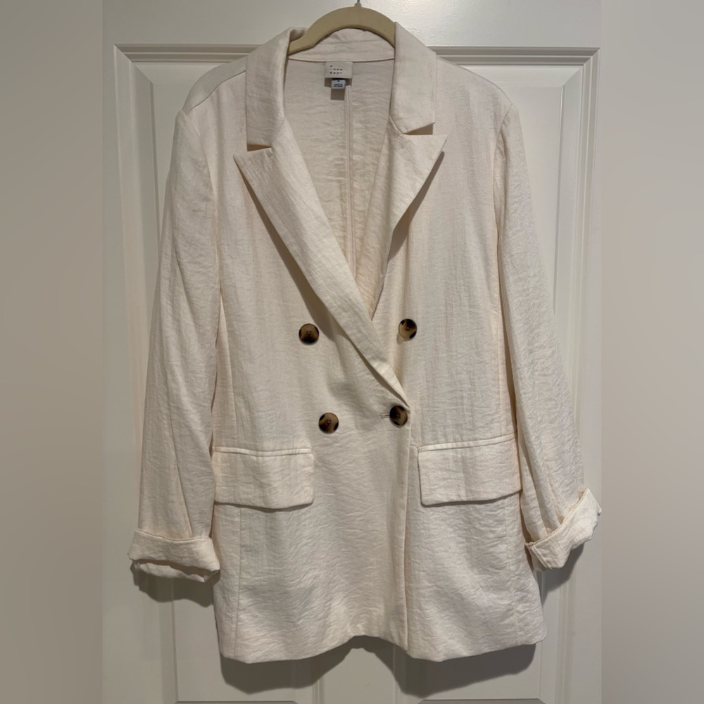 Cream Double-Breasted Women's Blazer A New Day. Size Medium